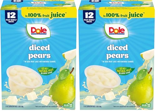 Dole Diced Pears in 100% Fruit Juice, 24 cups