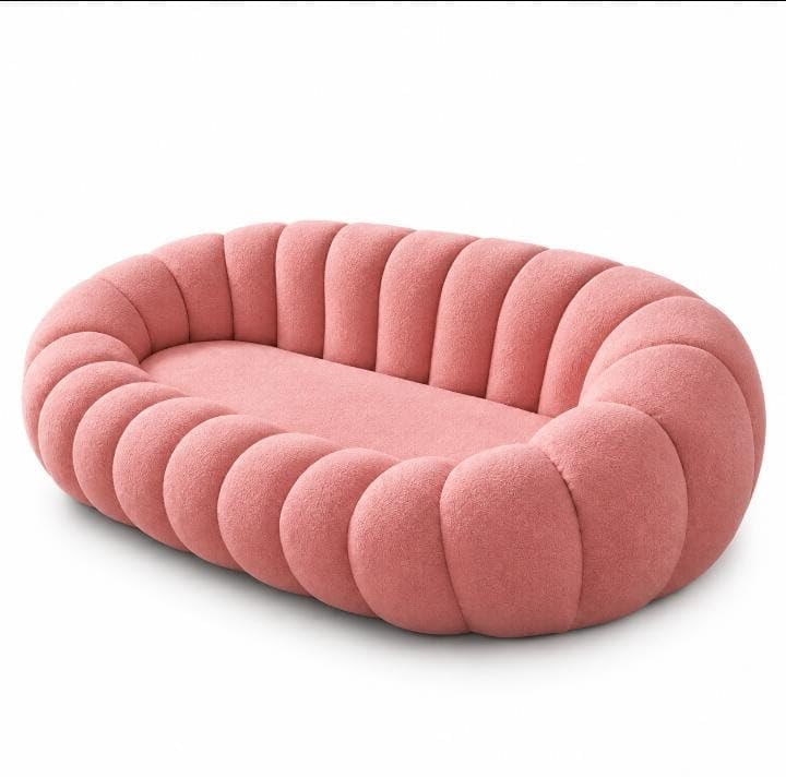 Image of CRAFTCITY 2 Seater Pumpkin Sofa /Loveseat with Accent Pillows |Living Room Couch