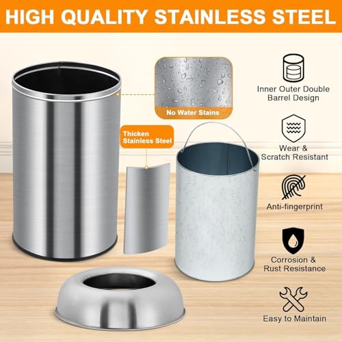 Caneca de Basura de Acero Inoxidable 13.2 Gal/50L miniatura 3