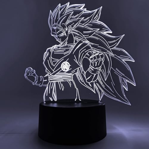 Otaku Lamps Super Saiyan 3 Goku Dragon Ball Super Anime Lamp Figure Night Light 16 Color RGB LED 3D Anime Room Dcor Gift for Otaku