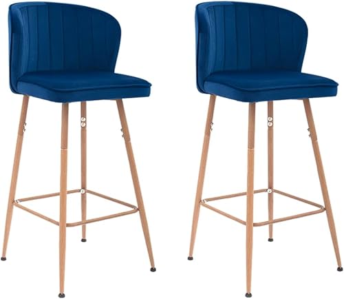 Miniatura 4 de CangLong Taburetes de bar de terciopelo de altura de mostrador, sillas de bar de terciopelo modernas tapizadas con patas de metal para cocina,