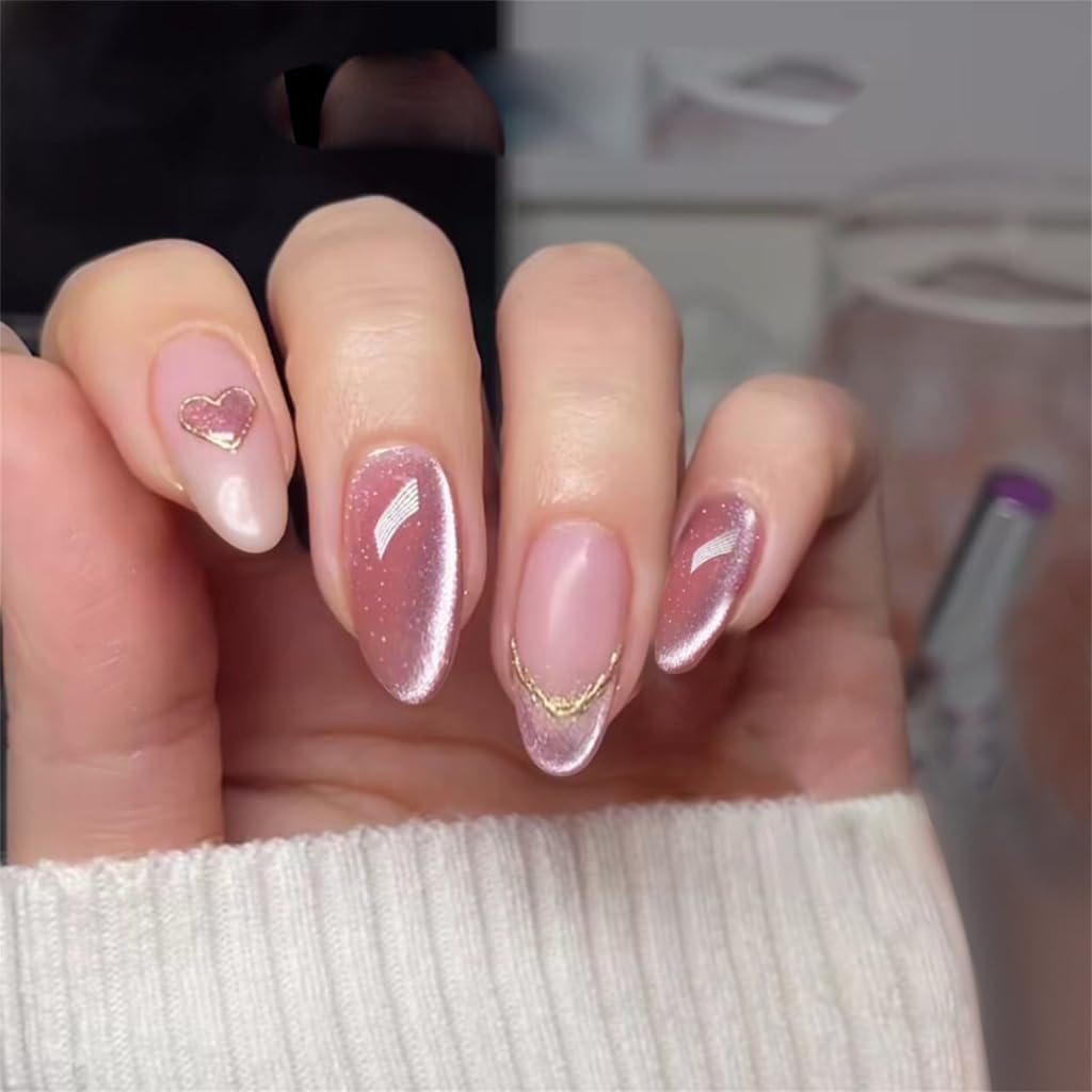 Friendly ABS Press Type Nails With Gilded Heart Glittering French Design Easy Application For Professional