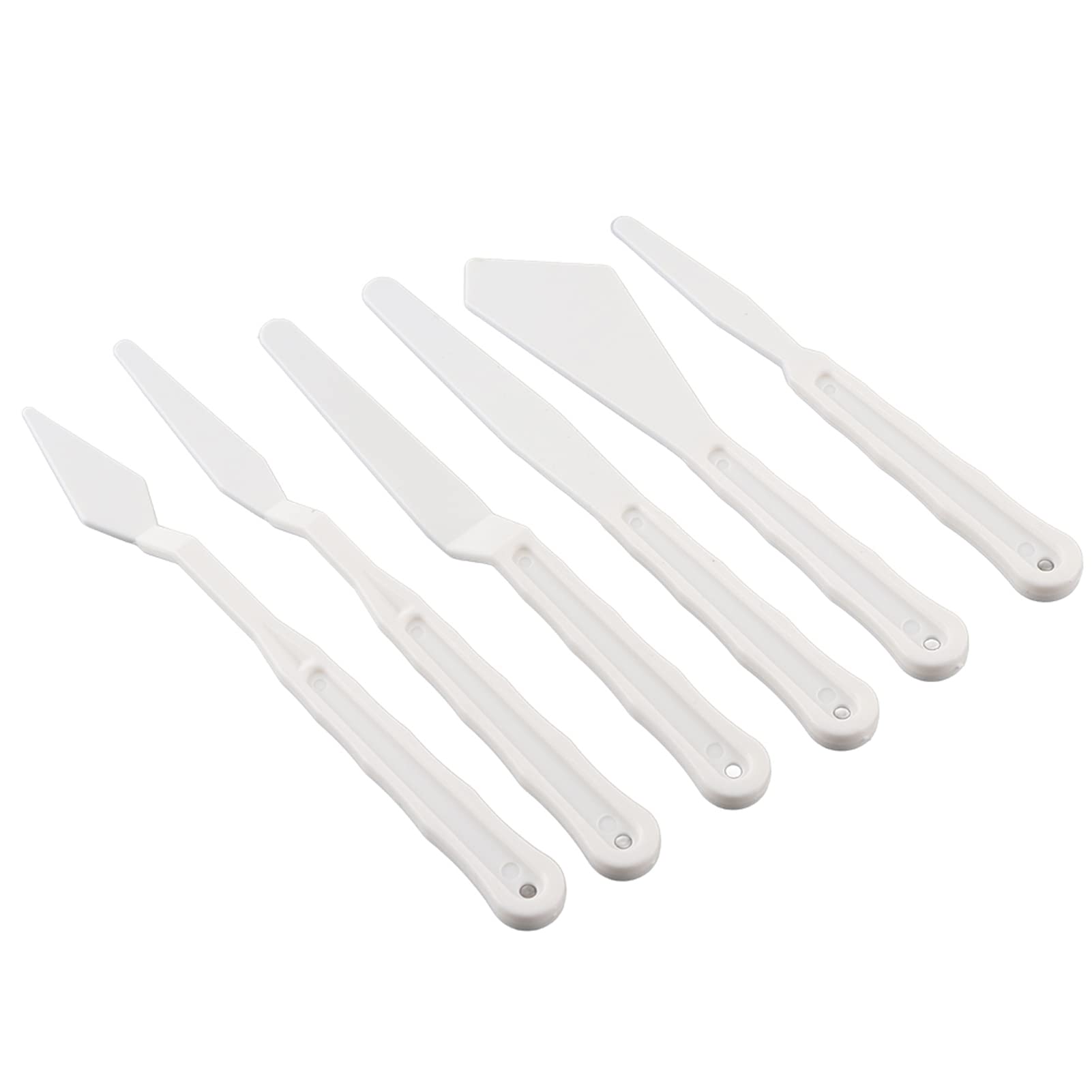 6PCS Plastic Spatula, Plastic Painting Palette White Spatula Small Paint Spatula Mixing Paint Spatula Artist Spatula and Palette