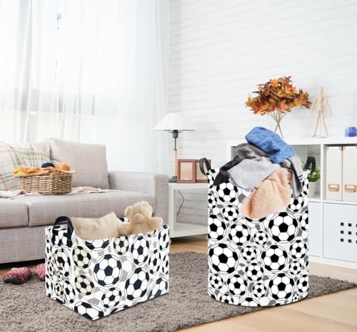 Image of 19.7 inch Football Laundry Basket,Kids Dirty Clothes Hamper,Waterproof Toys Storage Bin,Room Decor,Gift Baskets,Baby Nursery Hamper(Shadow Football)
