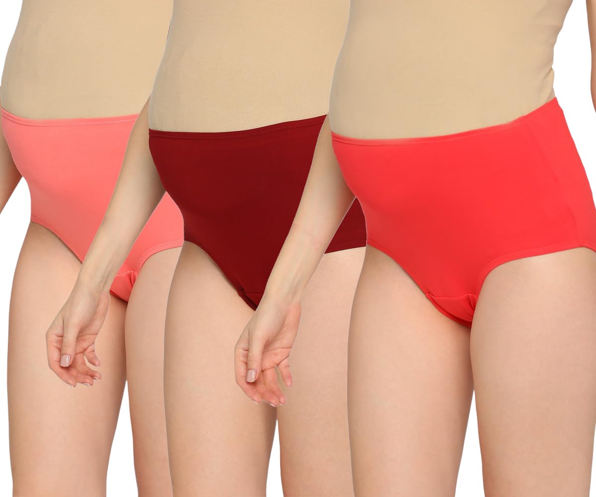 Evamomies Women's High Waist Soft Comfy Cotton Lycra Maternity Panty|Pregnancy Panty|Maternity Panties (Pack of 3)-image-32