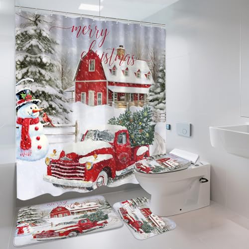 Sanzugh Farmhouse Christmas Bathroom Sets with Rugs and Accessories 4