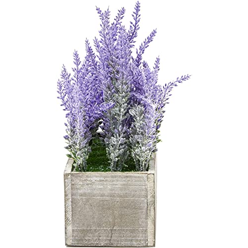 Juvale Artificial Lavender Plant In Rustic Pot Wooden Box (9 X 4 In) #TOP3
