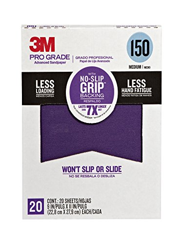 3M 26150CP-P-G Pro Grade No-Slip Grip Advanced Sandpaper, 9 x 11-Inch, 150 Grit