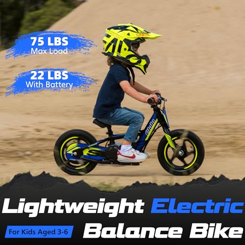 Image of OLALA Electric Dirt Bike for Kids Aged 3-6, 170W Racing Grade Electric Motorcycle, New Aluminum Frame with 2 Power Modes, 24V Detachable Battery, 12IN Knobby Tires