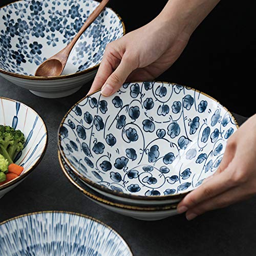 Cuenco grande de cerámica para ramen de 9 pulgadas, cuenco de sopa de fideos retro de 1500 ml para ramen, Udon, Soba, Pho, perfecto para fideos asiáticos, duradero y elegante esencial para comer.