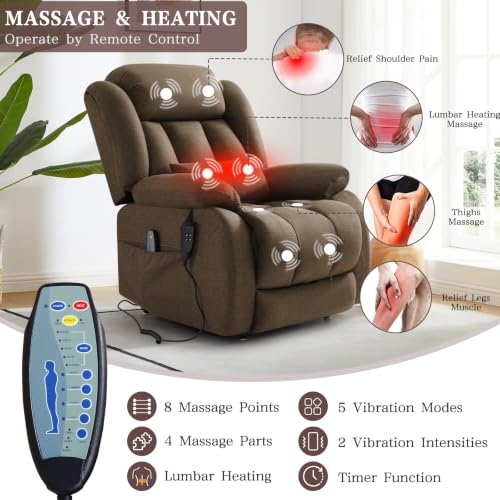 Image of Infinite Position Lay Flat Power Lift Recliner Chair for Elderly, Brown