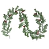 Lvydec Christmas Pine Decoration - 6ft Realistic Spruce Greenery with Pine Cones for Holiday Mantel, Fireplace, Table Centerpiece