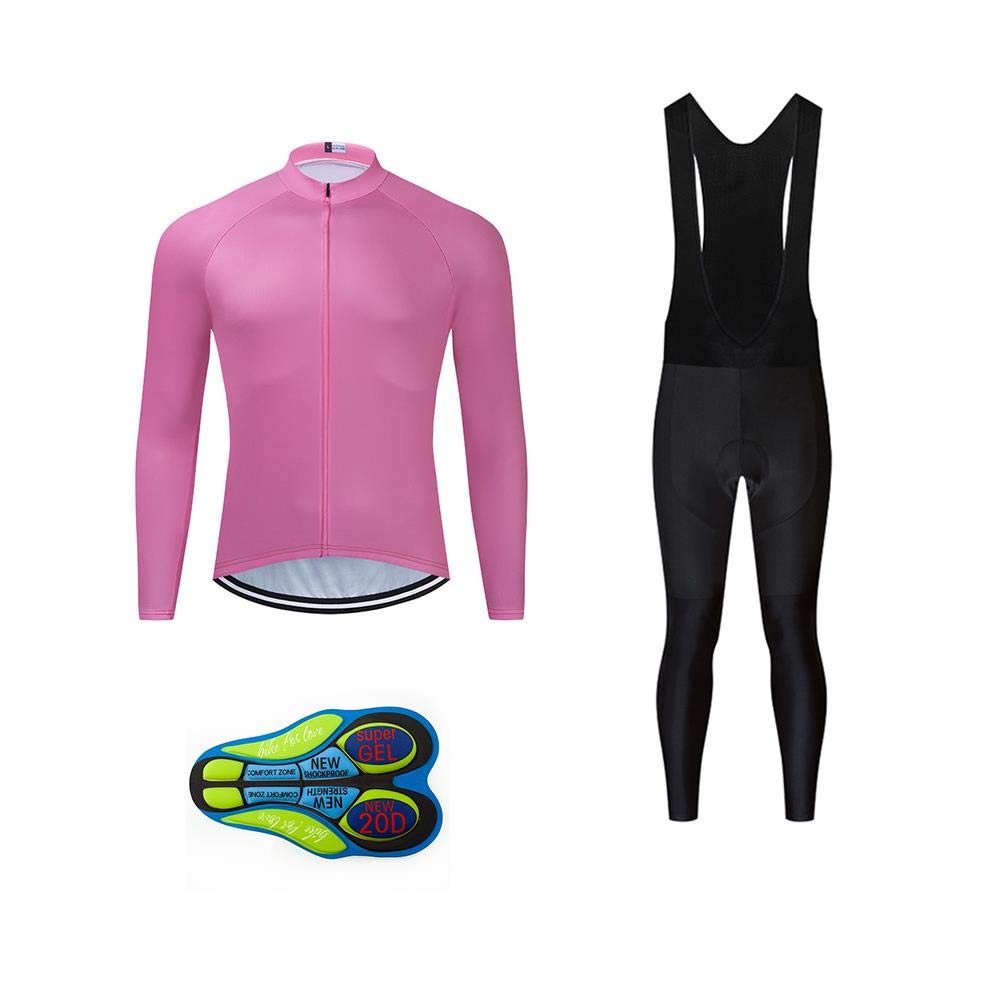 Abbigliamento Ciclismo Set Manica Lunga Completo da Ciclismo per Uomo con Imbottiti Silicone 20D ad Antivento asciugatura per MTB Ciclista Corsa All'aperto