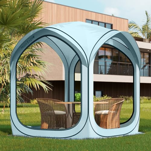 6x6 FT Pop-Up Screen House Tent, Portable Instant Screen Room Canopy with Mesh Doors and Carry Bag for Patio, Backyard, Deck, Camping, and Outdoor Activities,Light Blue