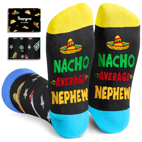 HAPPYPOP Adult Nephew Gifts - Nephew Christmas Gift from Aunt Uncle, Funny Men Socks