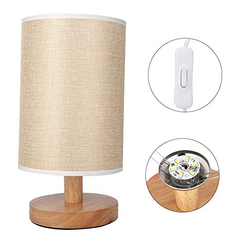 Abajur de mesa de cabeceira, lâmpada de mesa amarela brilhante com contas de LED estáveis com almofa