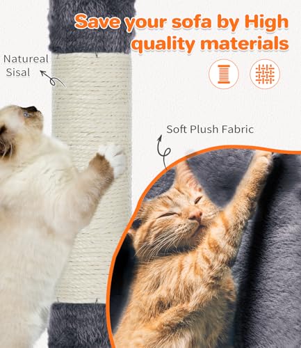 Torre para gatos de 56 pulgadas MADE 4 PETS gris miniatura 6