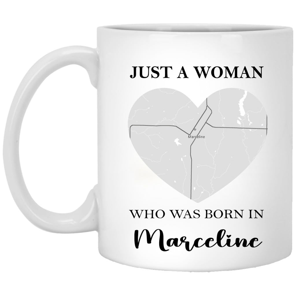 2024 Valentine Marceline Missouri Mug With Map City - Just A Woman Who Was Born In Marceline Mug - Valentine's Gift Ideas For Wife, Girlfriend, Mom Mug 11oz White