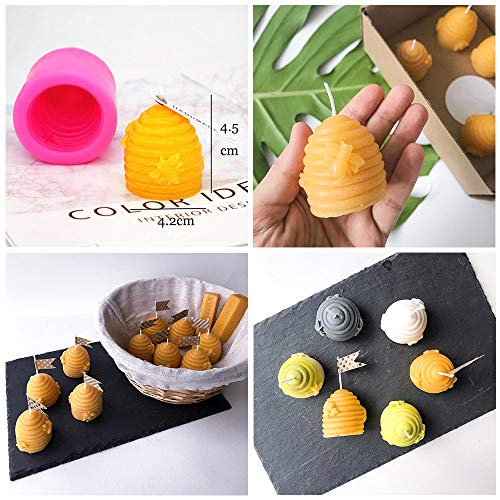 3D Bee Honeycomb Candle Molds With 50Pcs Low Smoke Candle Wicks, Hexagon Beehive Silicone Molds For Making Beeswax Candles Soaps Lotion Bars Bath Bombs (Set Of 2) #TOP2