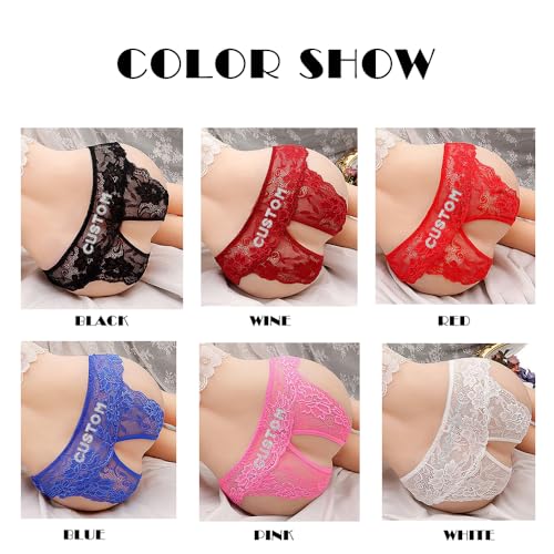 Sexy Custom Name Thong with Gold Letters, Personalized Lace Panties for Women, Rhinestone Letters Custom String Underwear3