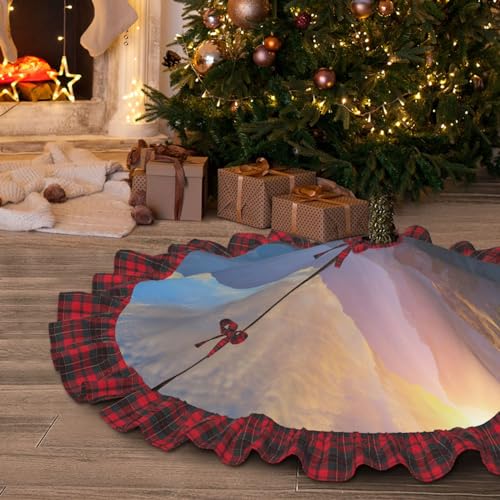 Jupe de sapin de Noël à lacets pour sublimer et protéger le sol avec style rustique - 6