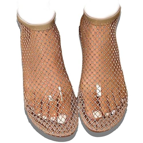 Rhinestone Shoes for Women Ultra Comfortable Shiny Gem Mesh Flats, Shiny Gem Mesh Flats, Casual Elasticity Slip On Mesh Flat Shoes for Women