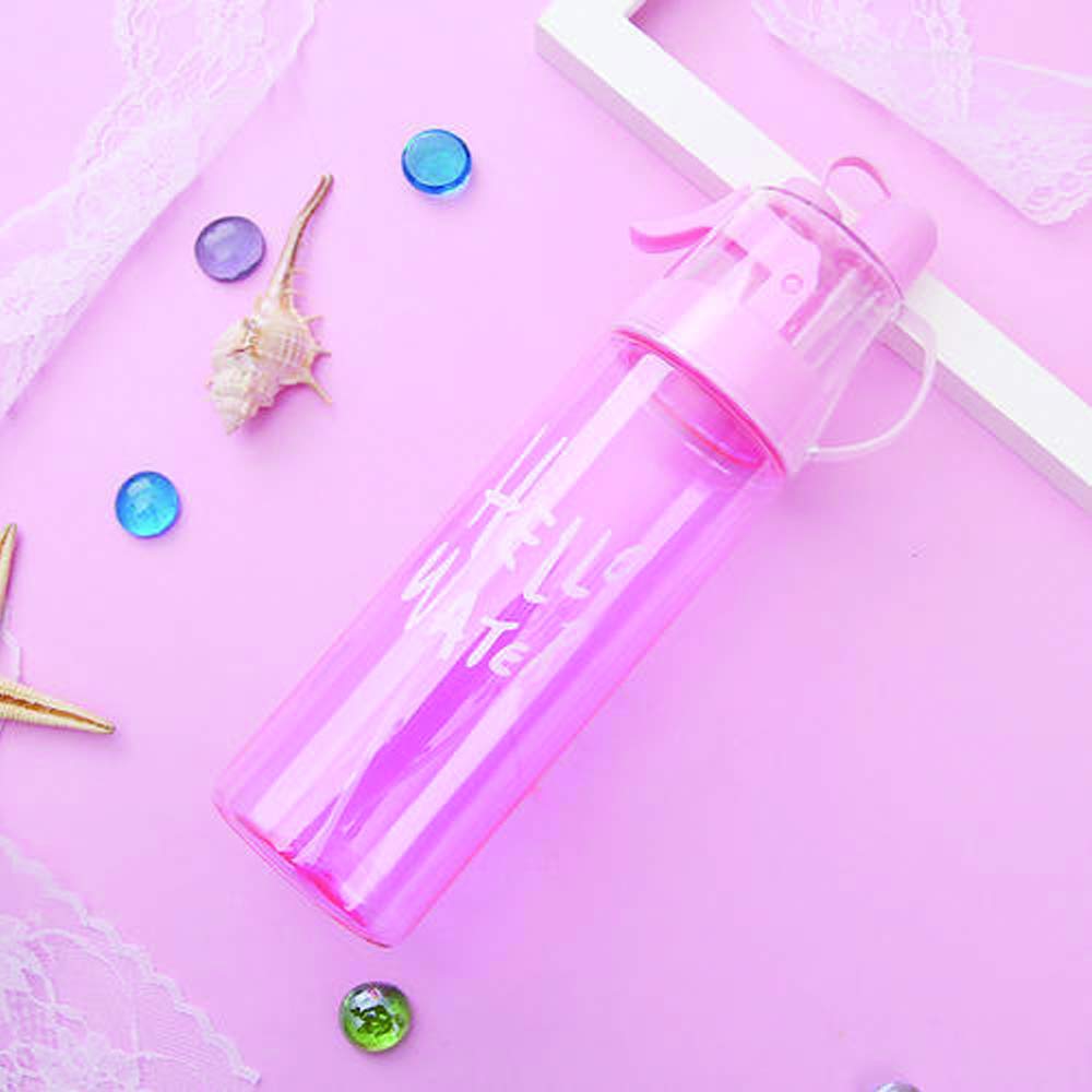 Riuty Borraccia In Plastica Trasparente Con Erogatore A Spruzzo – 600ml, Leggera E Portatile Con Collo Largo, Ideale Per Sport, Ciclismo, Scuola E Ufficio (Rosa) - 2