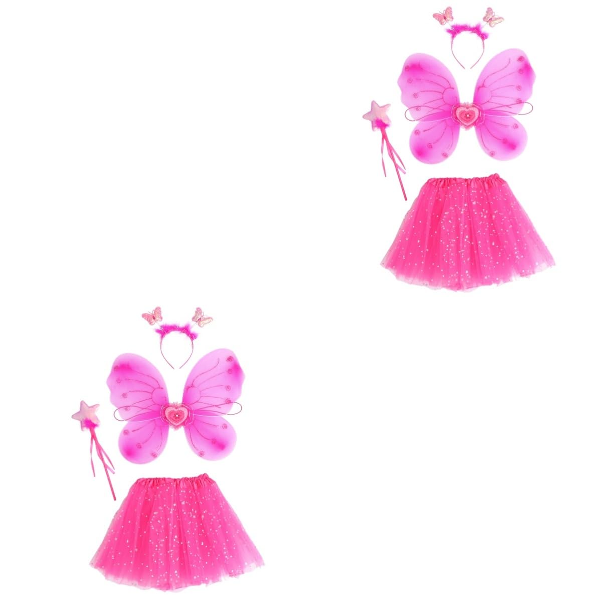 LIFKOME 2 Juegos Conjunto De Cuatro Piezas Con Alas De Ala De Ángel De Las Niñas Disfraz De Hada Para Niñas Disfraces De Alas De Hadas Vestidos De Niñas Fiesta Dama Tutú Tela Rosy