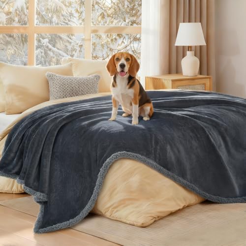 Luciphia Waterproof Bed Blanket Washable, Soft Sherpa Fleece Puppy...