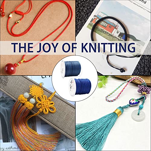 Modixun 2 Rolls Nylon Braided Beading Cord Thread, 2.5Mm Nylon Trim Cord, Nylon Cord Satin String For Diy Craft Bracelet Jewelry Making, Navy Blue+Blue #TOP2