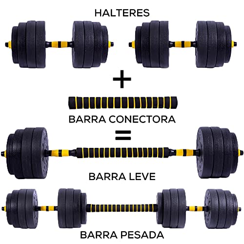 Halteres Anilha Barra Kit Musculação Peso Academia 40kg Yangfit