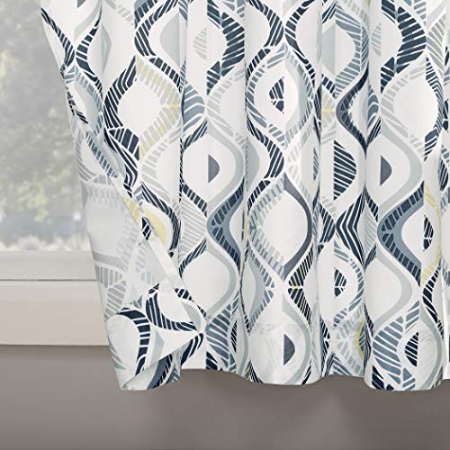 No. 918 Barker Geometric Semi-Sheer Rod Pocket Kitchen Curtain Valance And Tiers Set, 54" X 36", White #TOP2