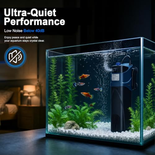 Image of coospider-repta 132GPH Fish Tank Filter Aquarium Green Clean Submersible Machine, U-V for Aquarium for 10-60 Gal Tank