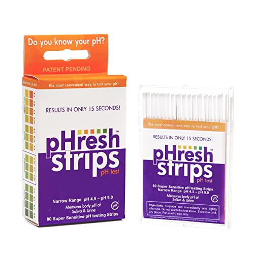 pHresh Strips pH Test Strips with Free Alkaline/Acidic Food Guide and pH Tracking Log - 80ct