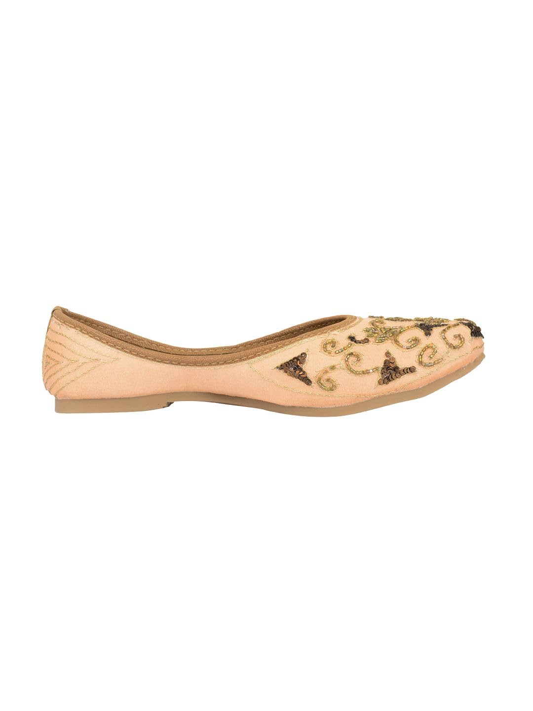 desi colour Women Hand Embroidered Traditional Punjabi Jutti | Ethnic Flats for Daily-picture-5