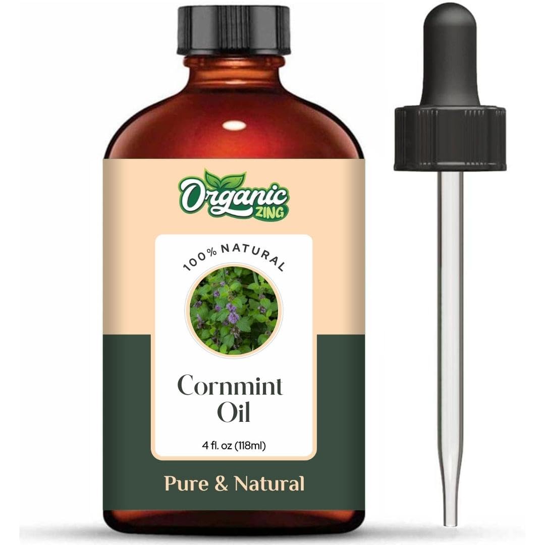 Organic Zing Cornmint (Mentha arvensis) Oil | Pure & Natural Essential Oil for Massage, Aroma & Diffusers - 118ml/3.99fl oz