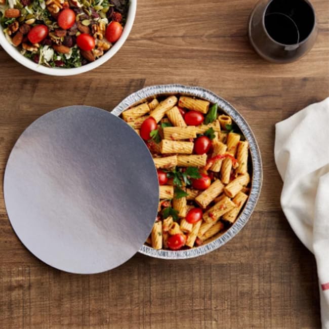 Miniatura 3 de Sartenes redondos de papel de aluminio de 9 pulgadas (paquete de 50), recipientes de lata desechables resistentes ideales para hornear, calentar,