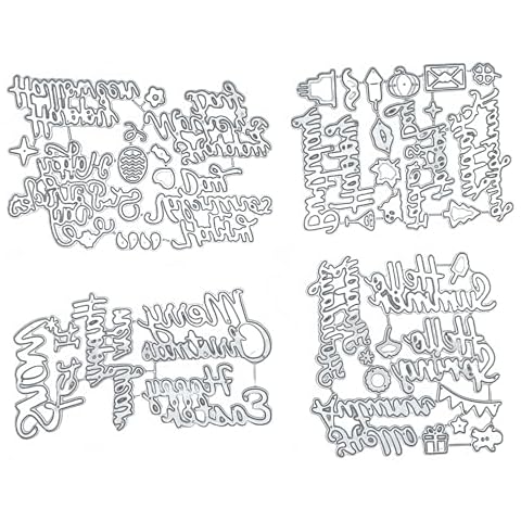 Sweetfamily 15 Pcs Word Die Cuts for Card Making,Metal Cutting Dies Holiday Blessings Words Die Cuts for DIY Scrapbooking Photo Album,Making Christmas Thanksgiving Day Happy Birthday Card Cover
