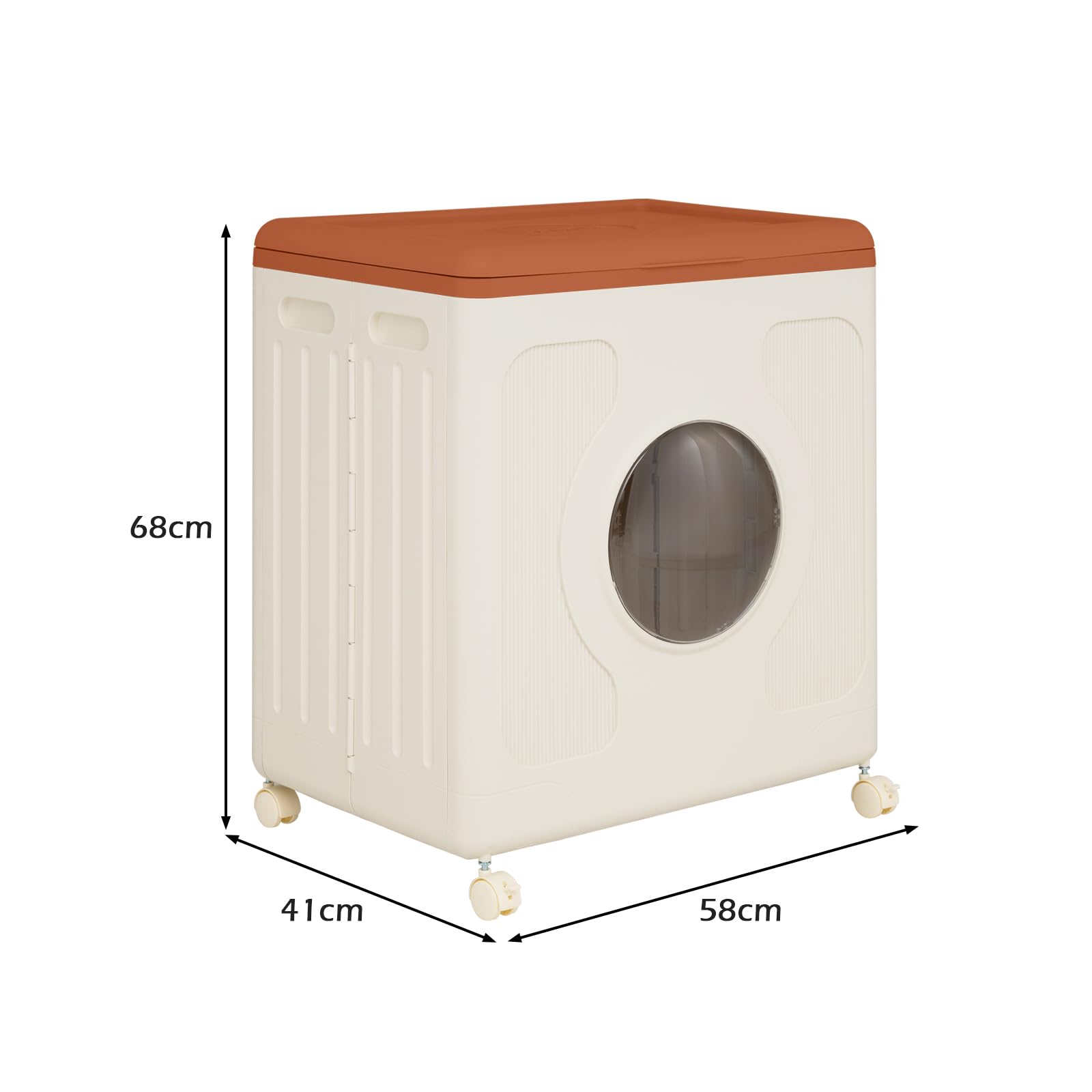 GIANTEX Caja de Almacenamiento 122 L con Ruedas Extraíbles, Contenedor de Plástico Plegable con Ventana Transparente, Tapa y Asas, Organizador Móvil para Lavandero, Dormitorio (Marrón)