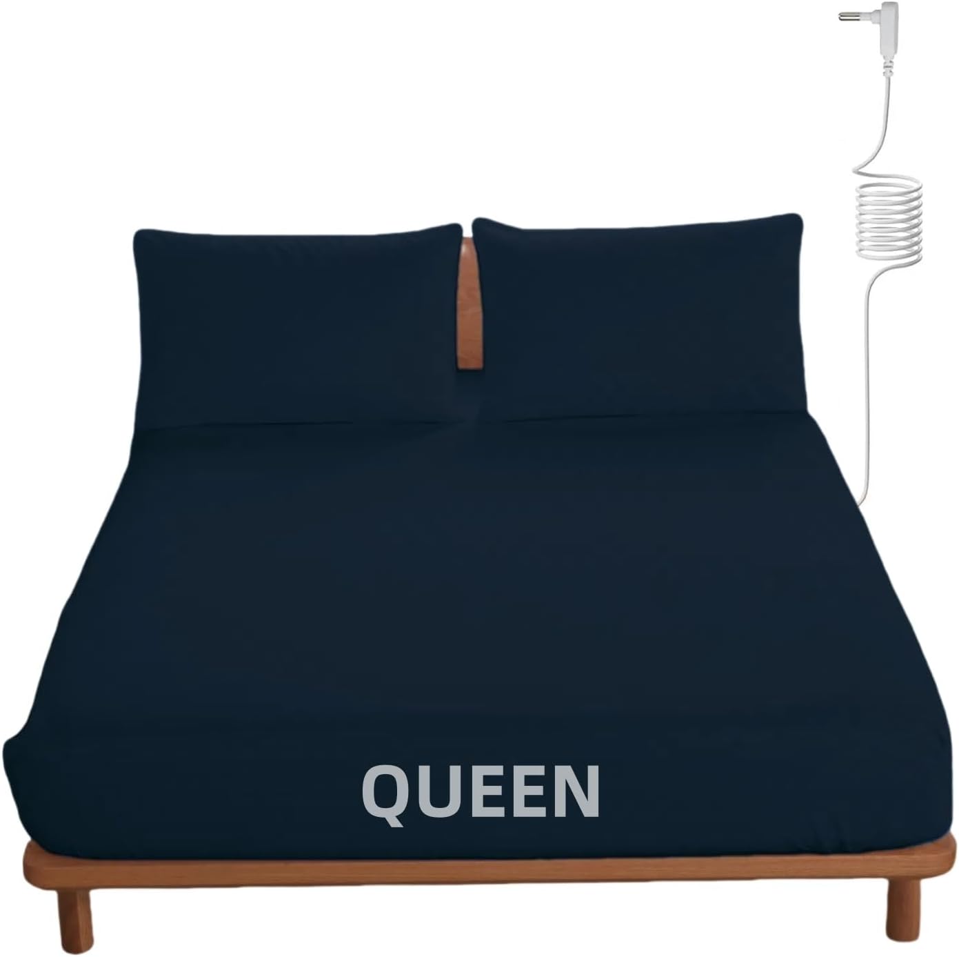 OKOHEY Grounding Fitted Sheets with 15ft Earthing Cord, Queen Size, 90% Organic Cotton + 10% Silver Fiber, Soft & Breathable Grounded Sheet for Better Sleep and Enhanced Wellness, Dark Blue