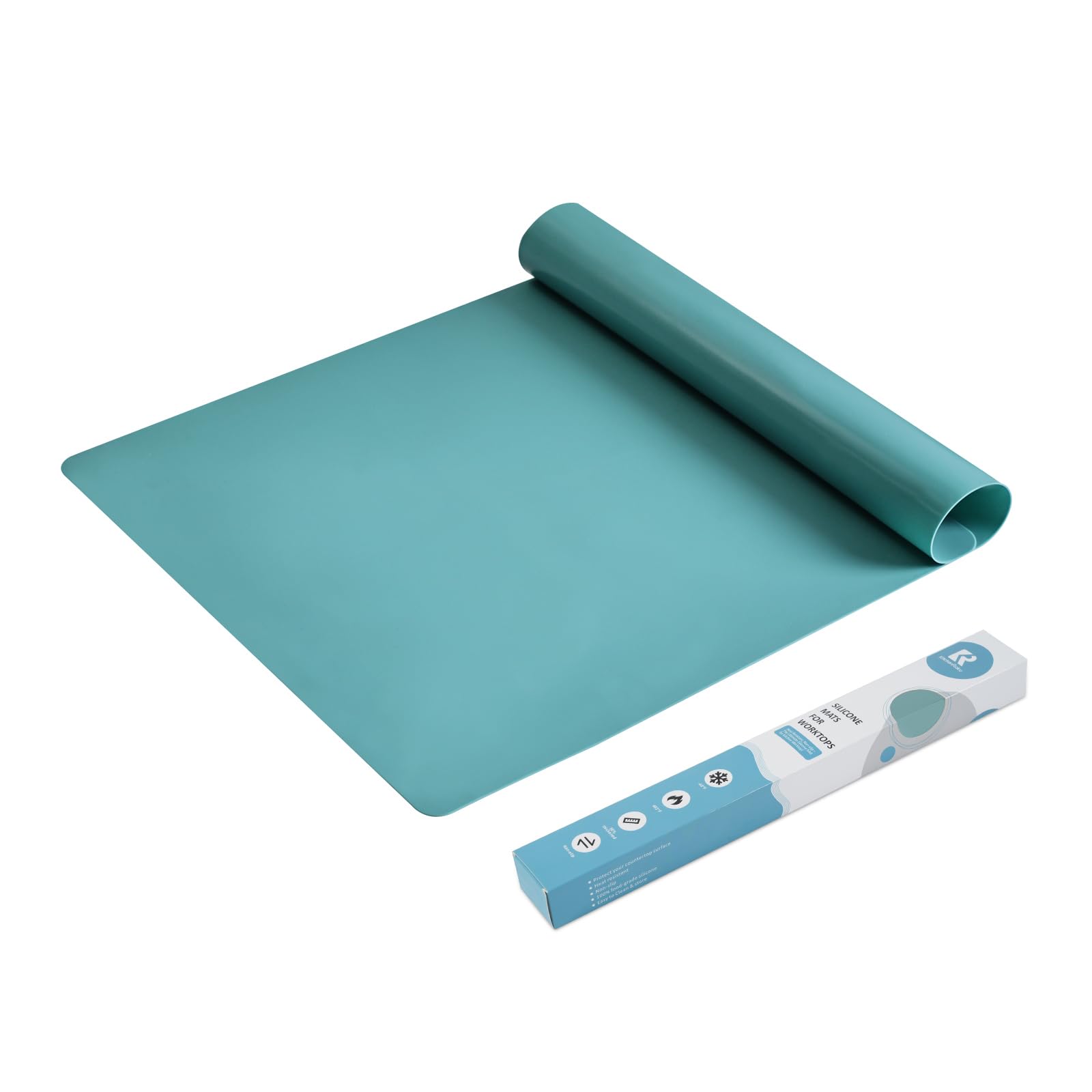 KitchenRaku Extra Large Silicone Mat for Kitchen Worktop Protector, Nonstick Heat Resistant Countertop Mat, Nonskid Placemat, Craft Mat, Table Mat (Green, 60X40cm)