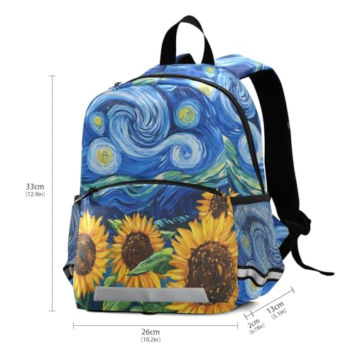 panksolu Sunflowers Starry Sky Paint Toddler Backpack for Boys Girls Kids Backpacks Preschool Bag Travel Bag3
