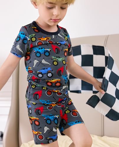 Bamboo Viscose Toddler Car Pajamas Boys Girls Kids Short Cool Summer 12M-8Y Snug fit Pjs Set 2pcs3