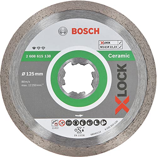 Bosch Accessories 2608615138 Disque à Tronçonner Diamanté Standard for Ceramic (pour la Céramique, X-LOCK, Ø 125 mm, Alésage : 22,23 mm)