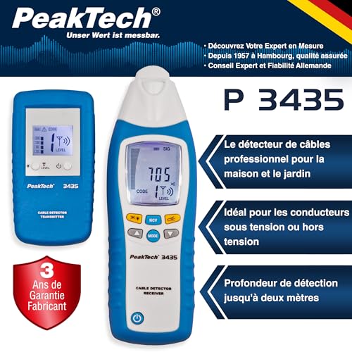 PeakTech 3435 - Détecteur de Câbles avec Émetteur et Ré...