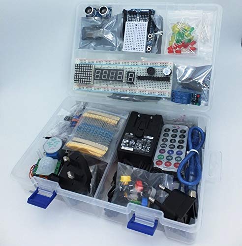 Mega 2560 Starter Kit Ultra (100% compatible avec Arduino IDE) avec adaptateur 12V/2A (EU / UK), WiFi, Bluetooth, capteurs, modules, kit de résistances et composants