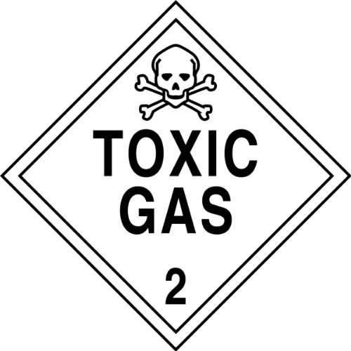 Image of Accuform MPL206VP50 Plastic Hazard Class 2 DOT Placard, inchToxic Gas 2 inch with Graphic, 10-3 /4 inch Width x 10-3 /4 inch Length, Black on White (Pack of 50)