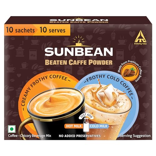 Image of Sunbean Beaten Caffe Powder, Frothy Cold Coffee or Creamy Hot Coffee in an Instant, Cafe-Style Coffee, 120g (10 Sachets x 12g each)