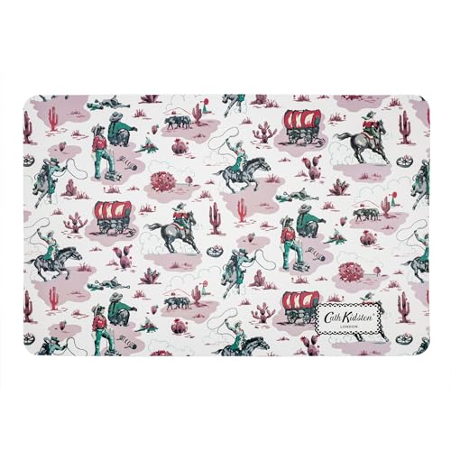 Cath Kidston Pet Feeding Mat 43 x 28 cm â€“ Waterproof Slip-Resistant Dog & Cat Bowl Mat, Protects Floors from Spills & Messes, Cowgirl Print