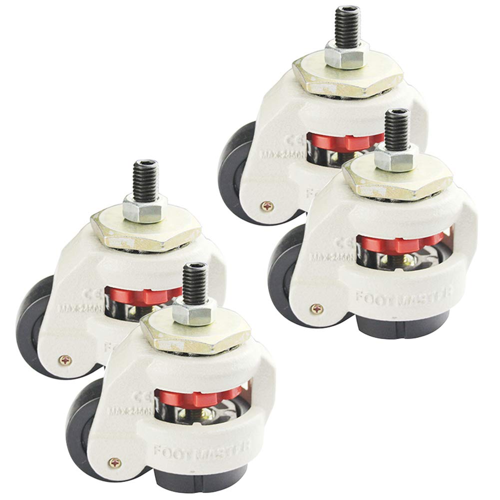 4 × Rotelle Industriali Pesanti Ruote Girevoli Regolabili In Altezza M12 / 16 Bullone Ruote Di Trasporto Per Attrezzature (2/2,5 / 3inch)